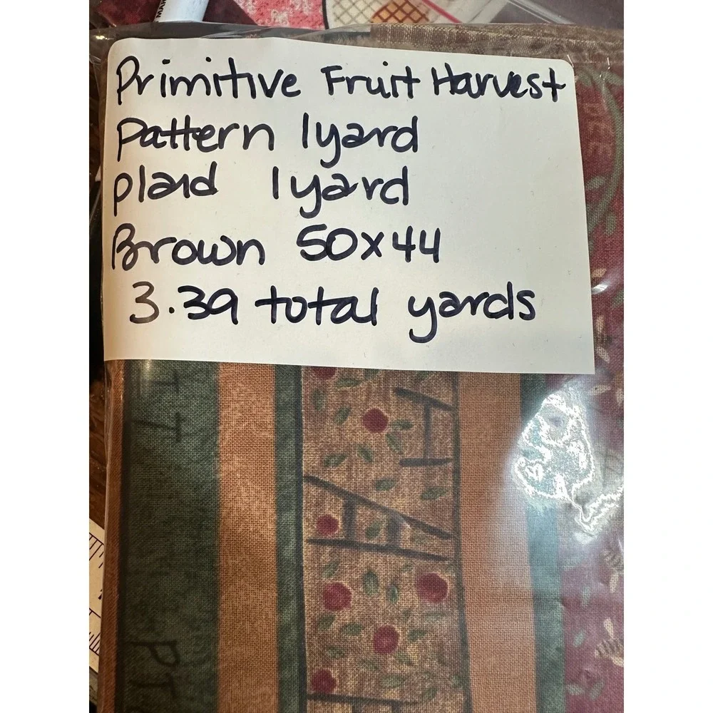 Primitive Fruit Harvest Quilting Fabric Bundle Plaid Brown 3.39 Yards‎ Total - Picture 6 of 6